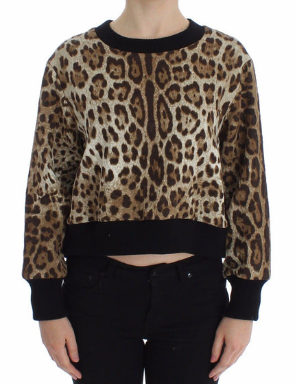 Dolce & Gabbana Leopard Print Crewneck Short Sweater