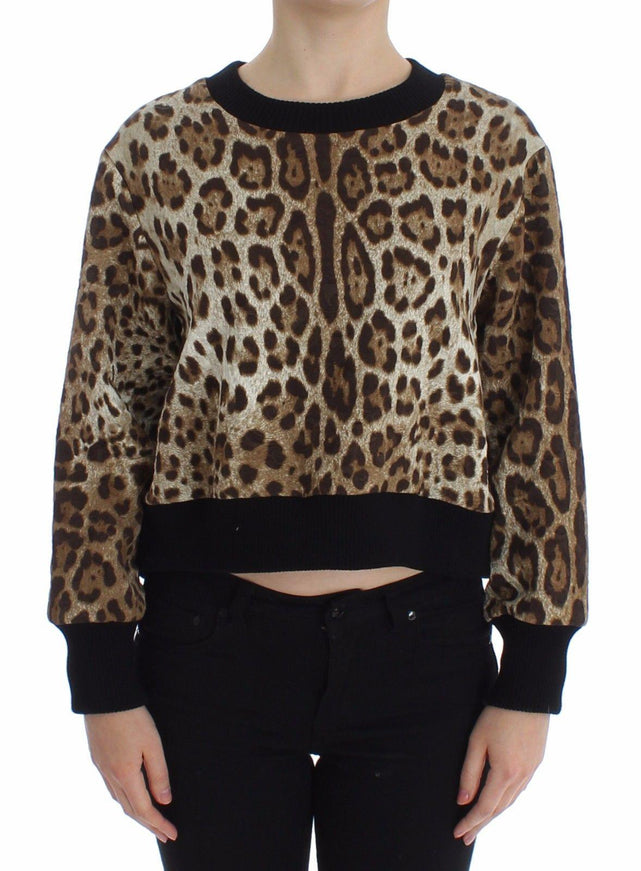 Dolce & Gabbana Leopard Print Crewneck Short Sweater