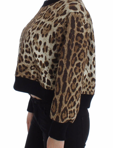 Dolce & Gabbana Leopard Print Crewneck Short Sweater