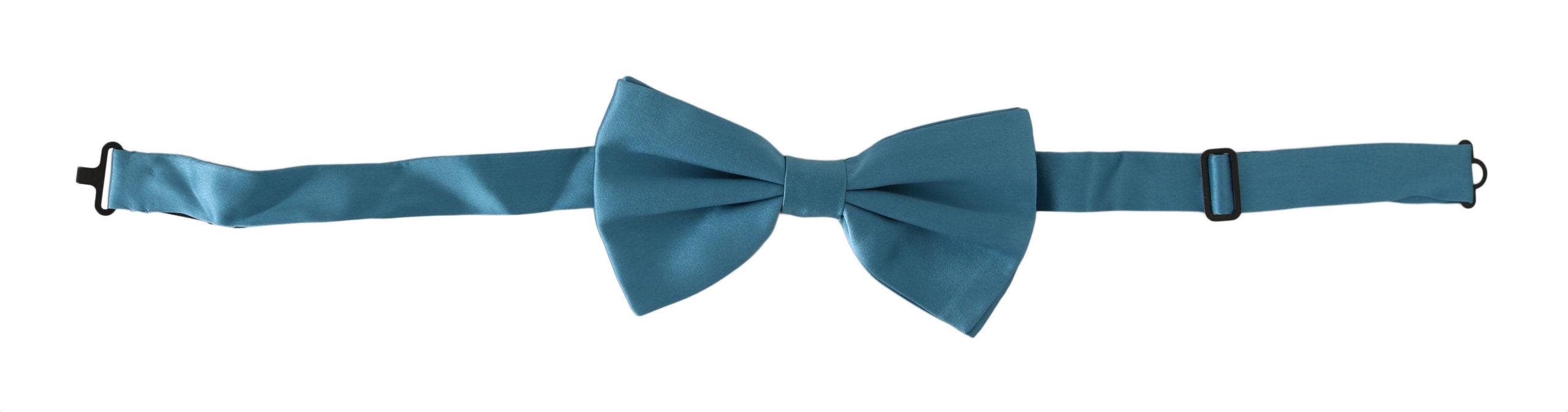 Dolce & Gabbana Light Blue 100% Silk Adjustable Neck Papillon Bow Tie - Ellie Belle