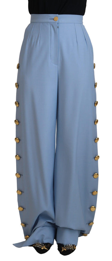 Dolce & Gabbana Light Blue Button Wide Leg Pants - Ellie Belle