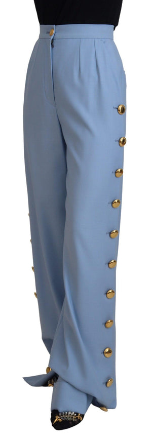 Dolce & Gabbana Light Blue Button Wide Leg Pants - Ellie Belle