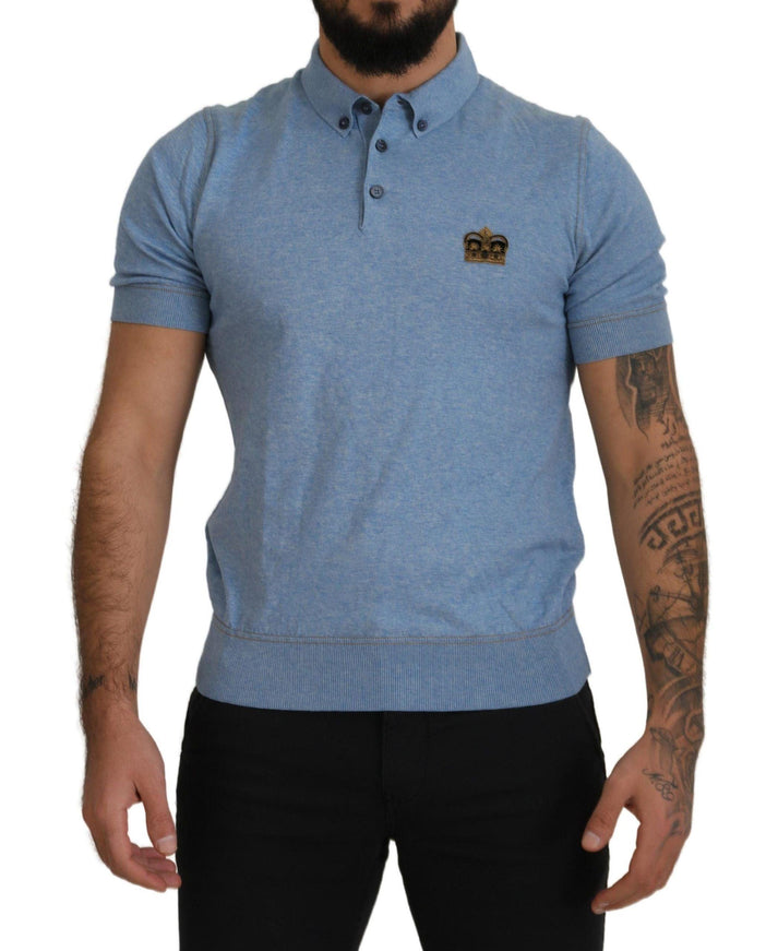 Dolce & Gabbana Light Blue Collared Polo Cotton T-shirt - Ellie Belle