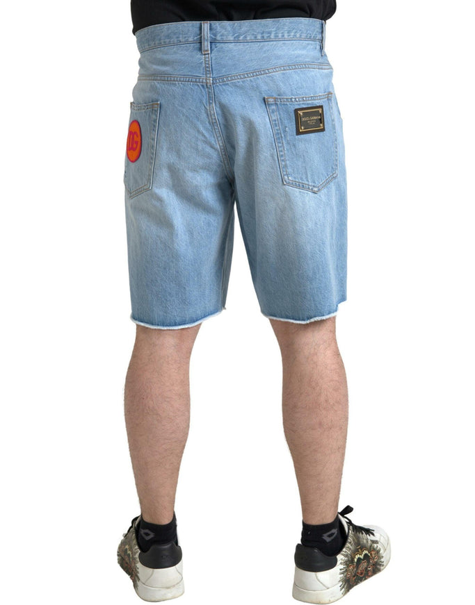 Dolce & Gabbana Light Blue Cotton Men Bermuda Denim Shorts - Ellie Belle