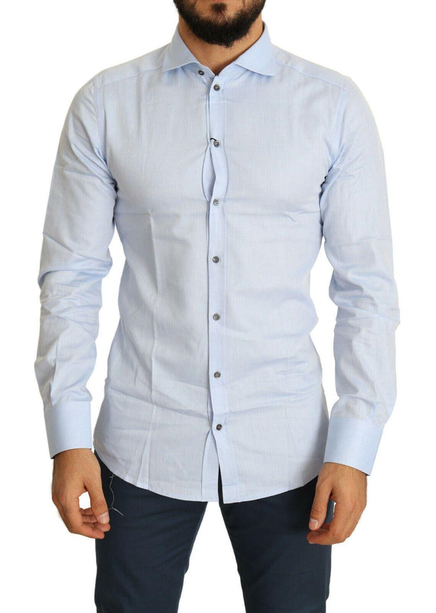 Dolce & Gabbana Light Blue Cotton Men Dress Shirt - Ellie Belle