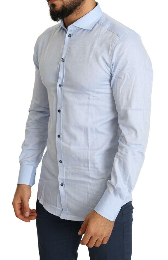 Dolce & Gabbana Light Blue Cotton Men Dress Shirt - Ellie Belle