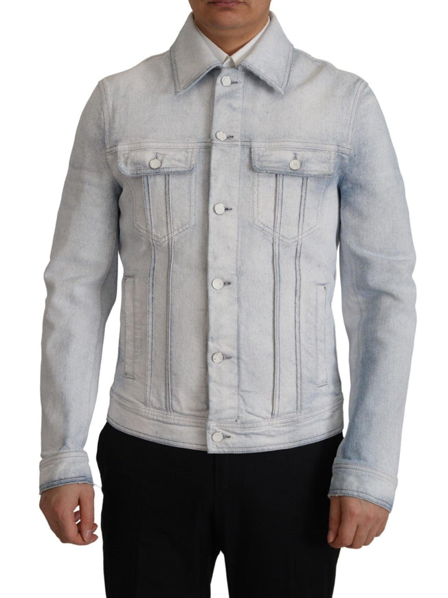 Dolce & Gabbana Light Blue Cotton Stretch Denim Men Jacket - Ellie Belle