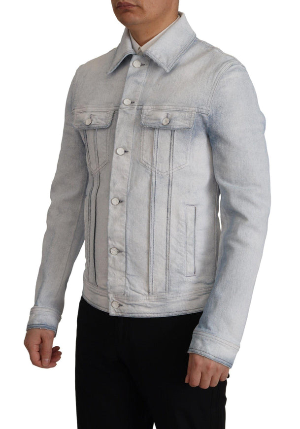 Dolce & Gabbana Light Blue Cotton Stretch Denim Men Jacket - Ellie Belle