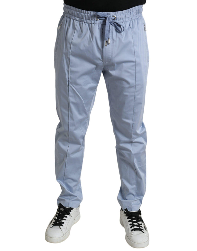 Dolce & Gabbana Light Blue Cotton Stretch Jogger Pants - Ellie Belle