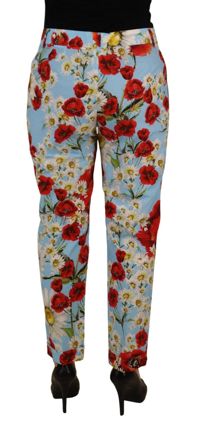 Dolce & Gabbana Light Blue Fiori Print Trouser Straight Pants - Ellie Belle