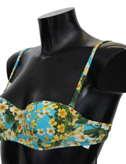 Dolce & Gabbana Light Blue Floral Swimsuit Beachwear Bikini Tops - Ellie Belle