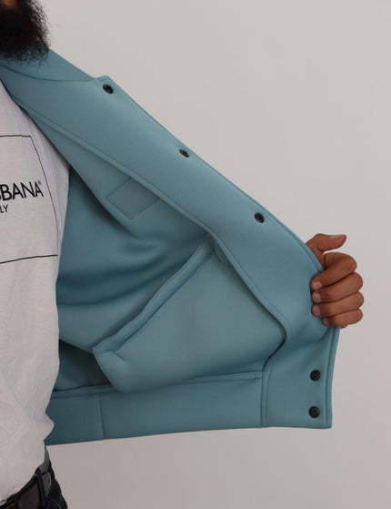 Dolce & Gabbana Light Blue Polyester DG Patch Bomber Jacket - Ellie Belle