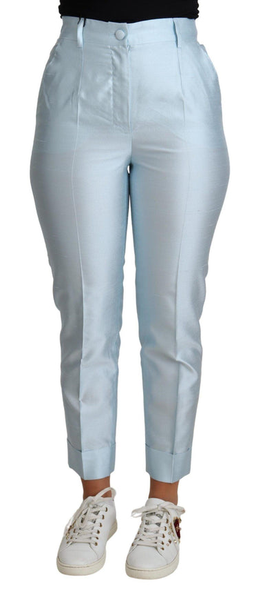 Dolce & Gabbana Light Blue Silk Cropped Tapered Trouser Pants - Ellie Belle