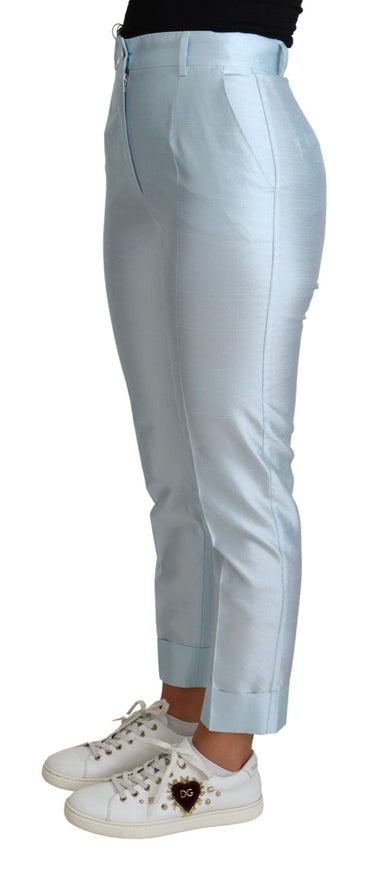 Dolce & Gabbana Light Blue Silk Cropped Tapered Trouser Pants - Ellie Belle