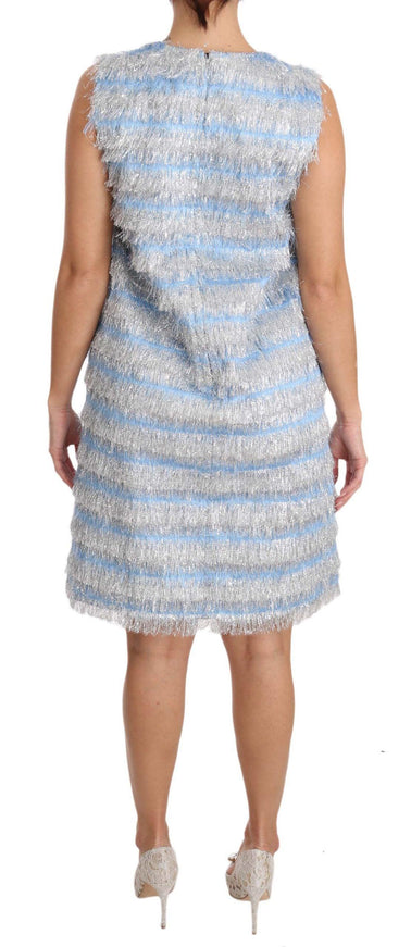 Dolce & Gabbana Light Blue Silver Shift Cocktail Dress