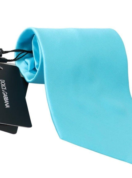 Dolce & Gabbana Light Blue Wide Mens Necktie Accessory 100% Silk Tie