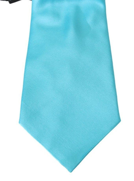 Dolce & Gabbana Light Blue Wide Mens Necktie Accessory 100% Silk Tie