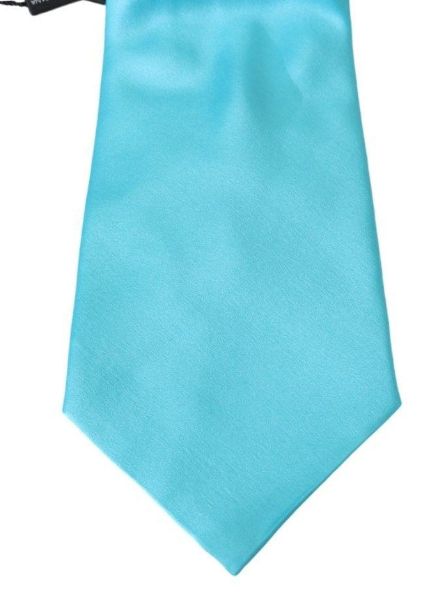 Dolce & Gabbana Light Blue Wide Mens Necktie Accessory 100% Silk Tie - Ellie Belle