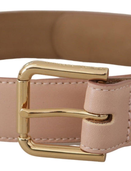 Dolce & Gabbana Light Pink Calf Leather Gold Metal Waist Buckle Belt - Ellie Belle