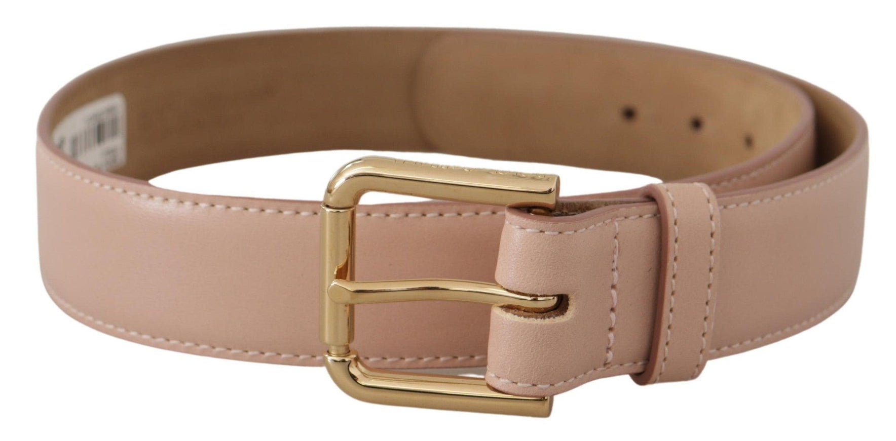 Dolce & Gabbana Light Pink Calf Leather Gold Metal Waist Buckle Belt - Ellie Belle