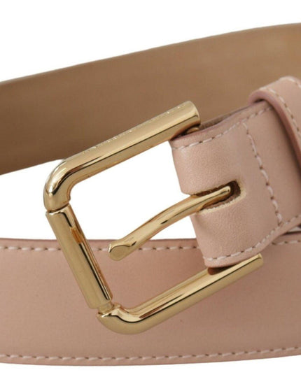 Dolce & Gabbana Light Pink Calf Leather Gold Metal Waist Buckle Belt - Ellie Belle