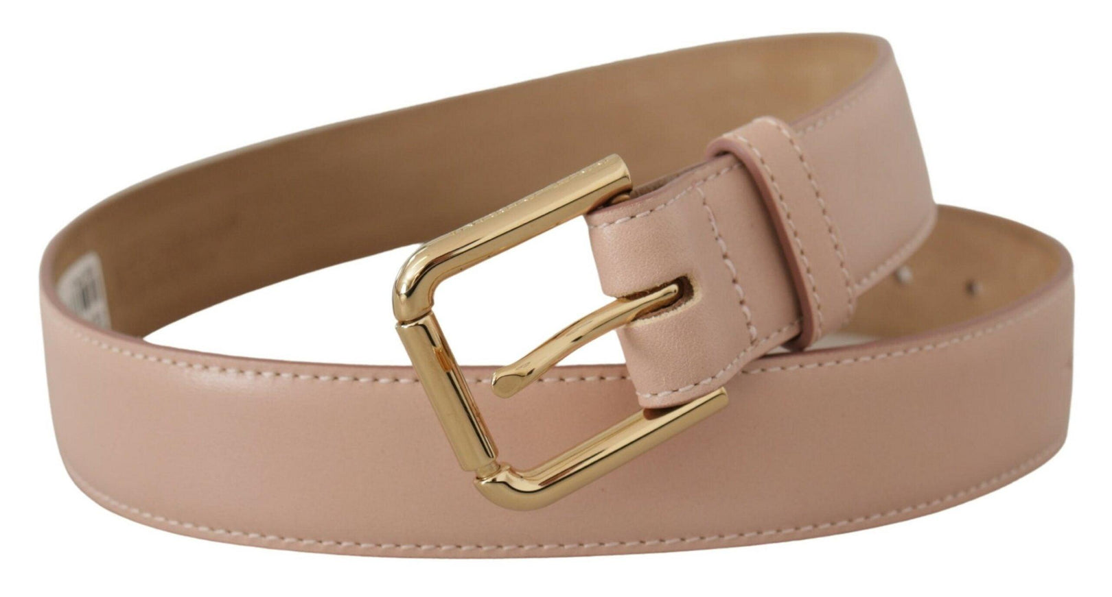 Dolce & Gabbana Light Pink Calf Leather Gold Metal Waist Buckle Belt - Ellie Belle