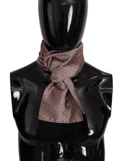 Dolce & Gabbana Light Pink Silk Check Print Neck Wrap Fringes Scarf - Ellie Belle