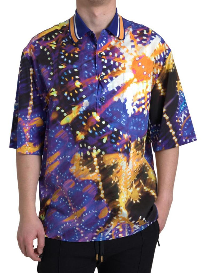 Dolce & Gabbana Luminaire Print Cotton Polo Top Men Shirt - Ellie Belle