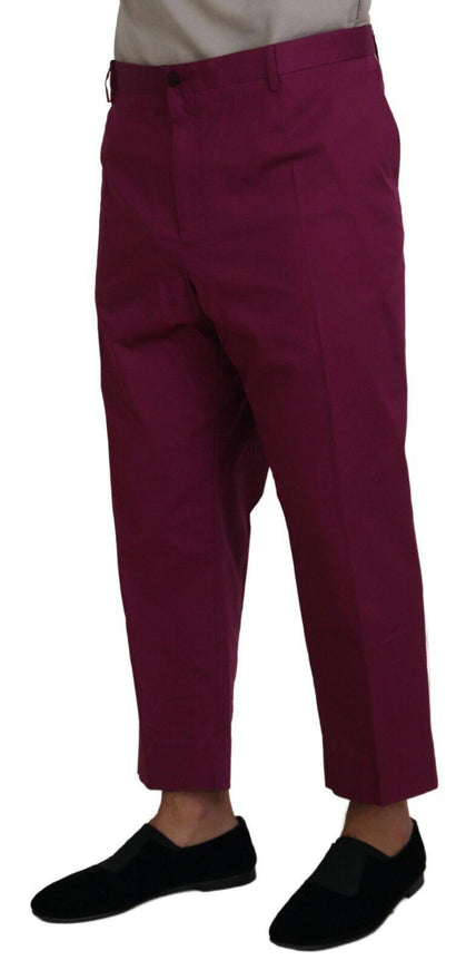 Dolce & Gabbana Magenta Cotton DG Logo Pocket Trouser Pants - Ellie Belle