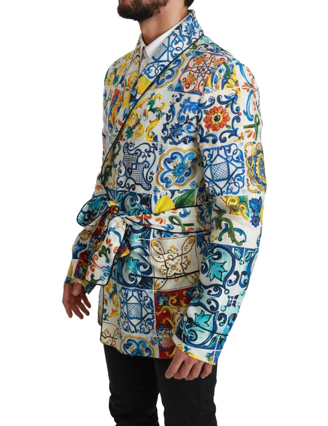 Dolce & Gabbana Majolica Brocade Linen Robe Coat Jacket - Ellie Belle