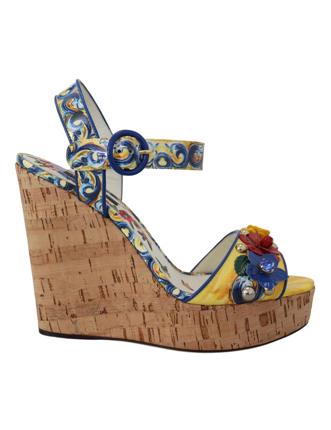 Dolce & Gabbana Majolica Crystal Wedges Sandals Shoes - Ellie Belle