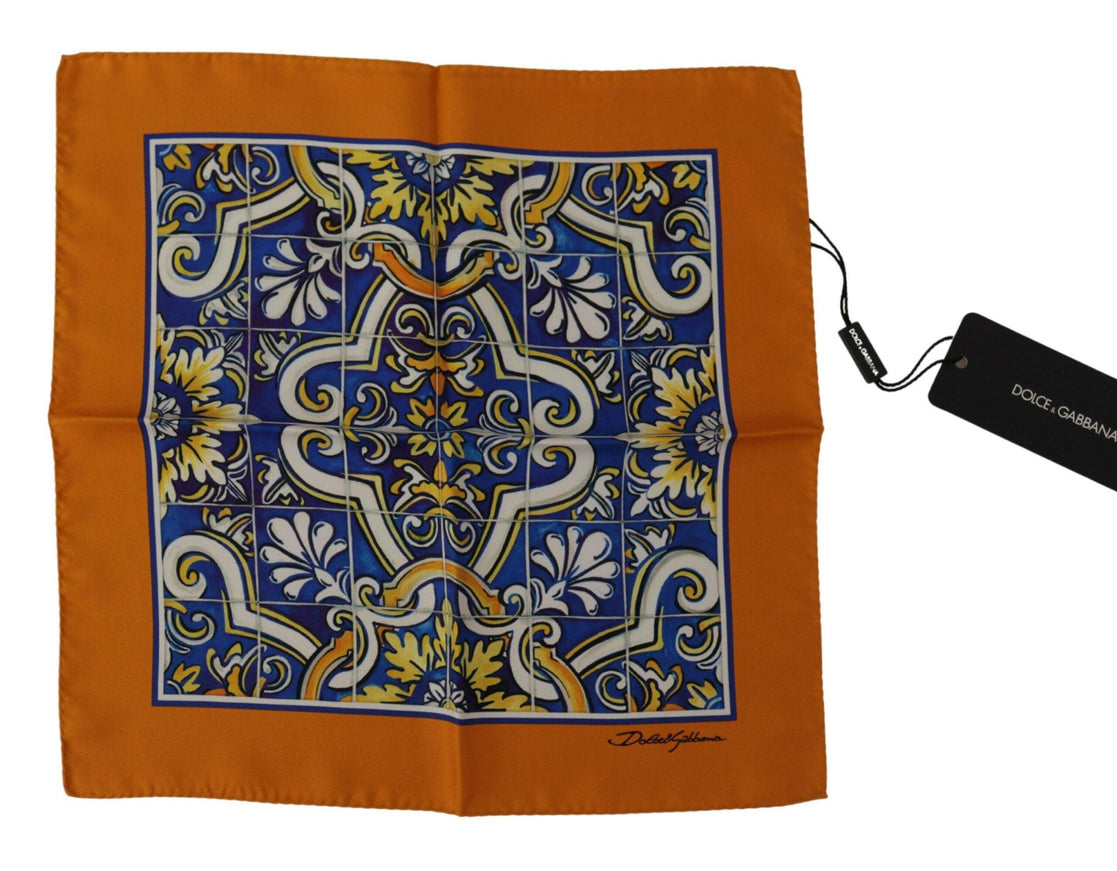 Dolce & Gabbana Majolica Patterned Square Handkerchief Scarf Silk - Ellie Belle