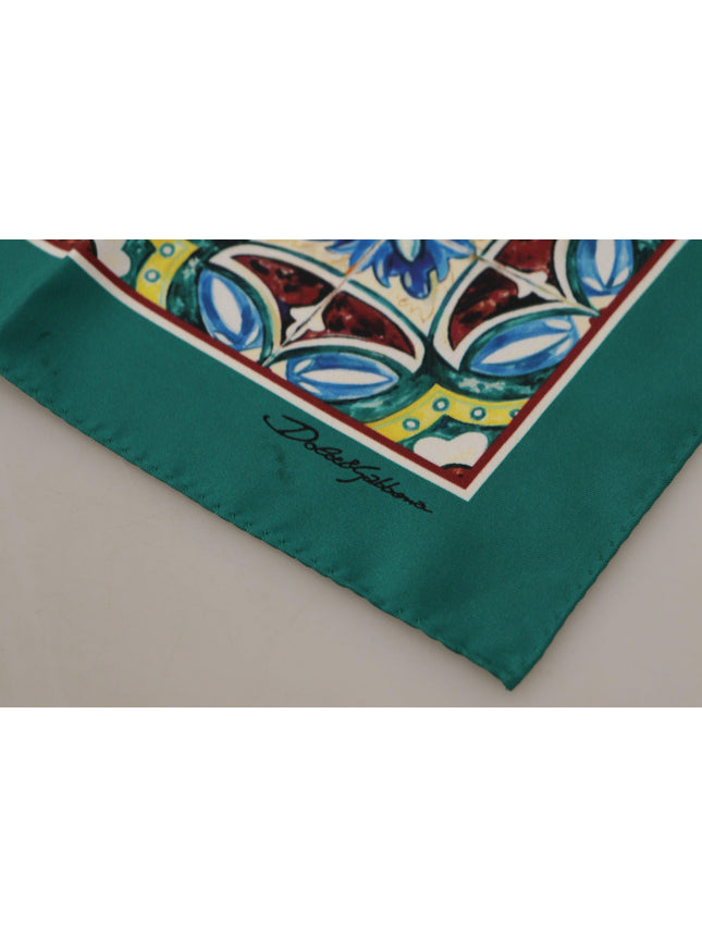 Dolce & Gabbana Majolica Patterned Square Handkerchief Scarf Silk - Ellie Belle
