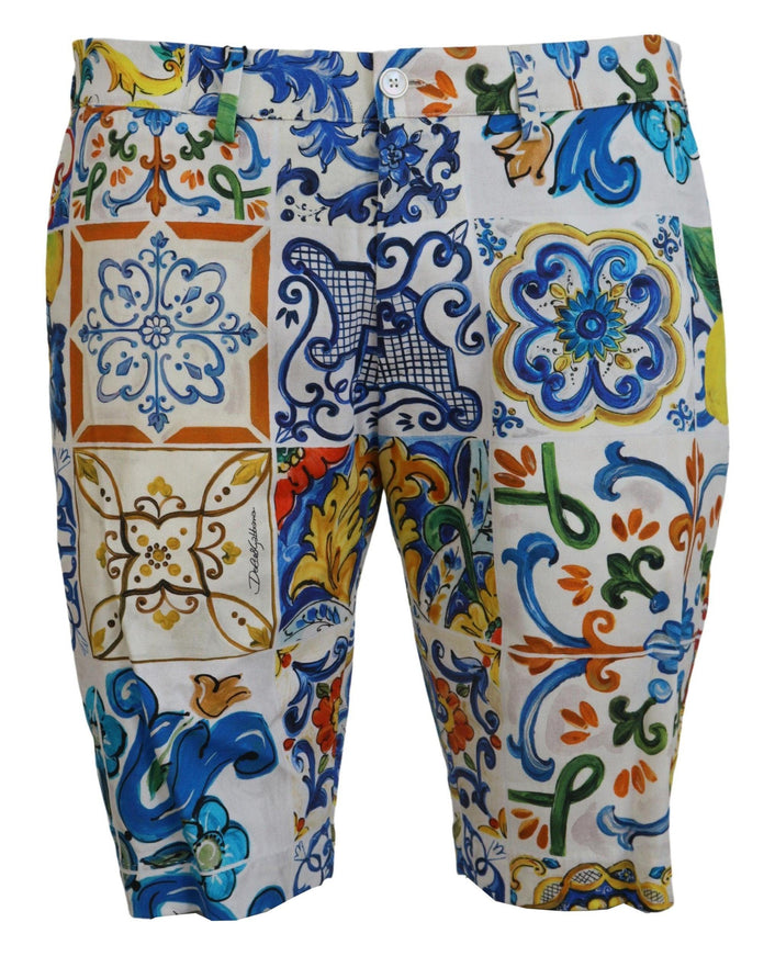 Dolce & Gabbana Majolica Print Cotton Chinos Shorts - Ellie Belle