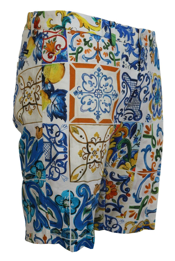 Dolce & Gabbana Majolica Print Cotton Chinos Shorts - Ellie Belle