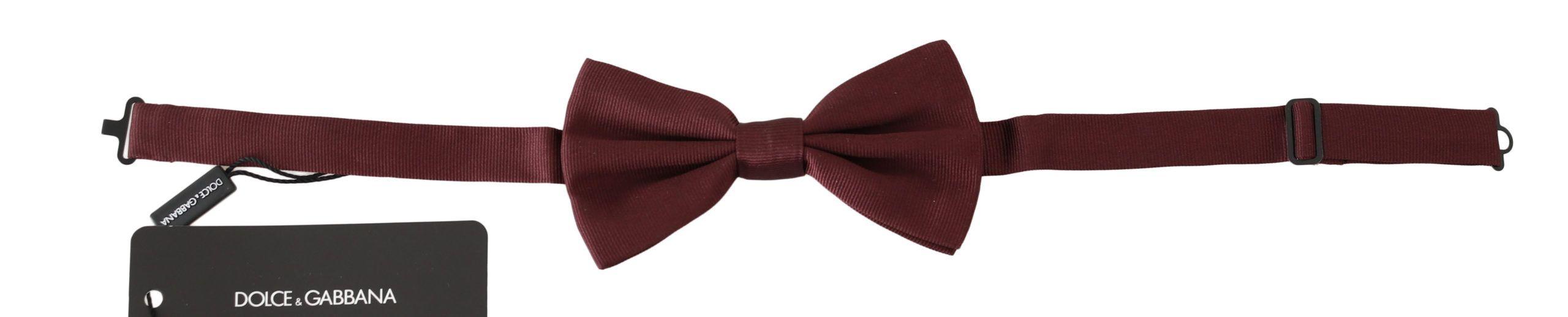 Dolce & Gabbana Maroon 100% Silk Jacquard Men Bow Tie Papillon - Ellie Belle