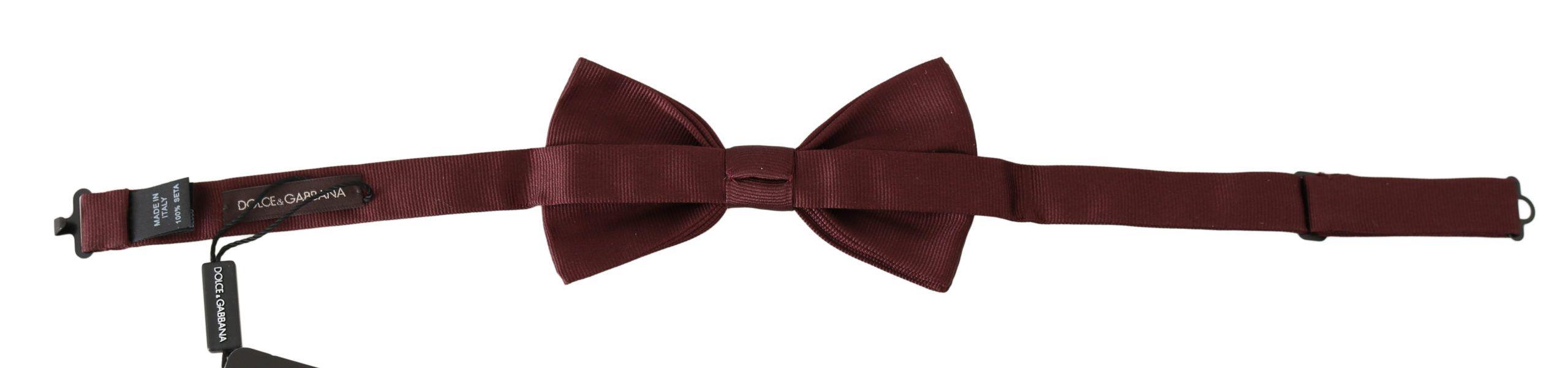 Dolce & Gabbana Maroon 100% Silk Jacquard Men Bow Tie Papillon - Ellie Belle