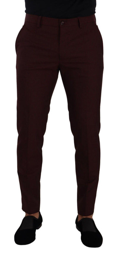 Dolce & Gabbana Maroon Bordeaux Skinny Slim Trouser Pants - Ellie Belle