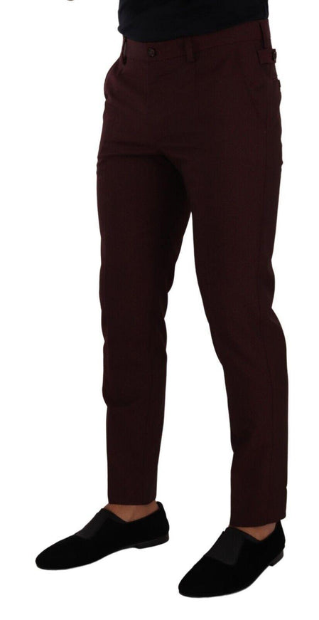 Dolce & Gabbana Maroon Bordeaux Skinny Slim Trouser Pants - Ellie Belle