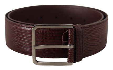 Dolce & Gabbana Maroon Calf Leather Wide Logo Engraved Buckle Belt - Ellie Belle
