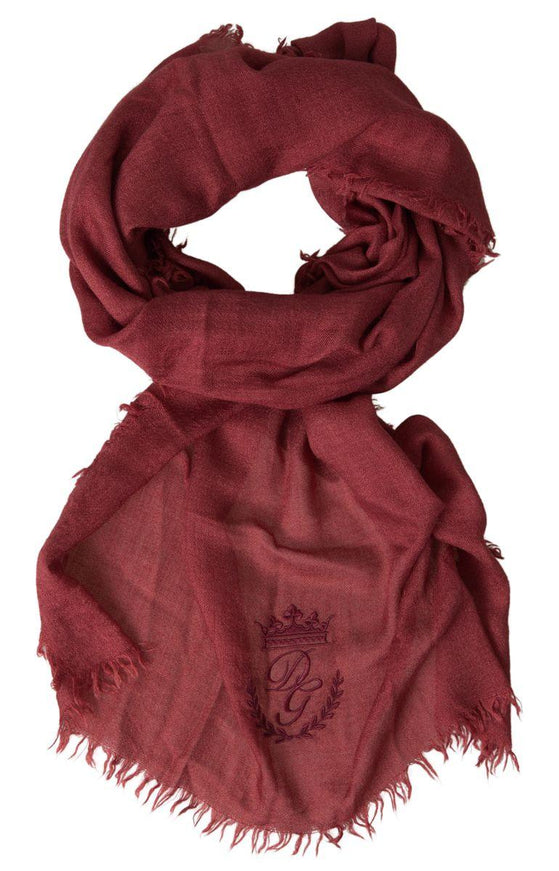 Dolce & Gabbana Maroon Cashmere Knit Wrap Shawl Fringe Scarf - Ellie Belle