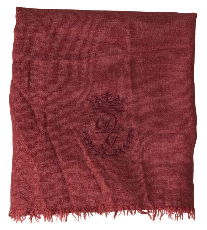 Dolce & Gabbana Maroon Cashmere Knit Wrap Shawl Fringe Scarf - Ellie Belle