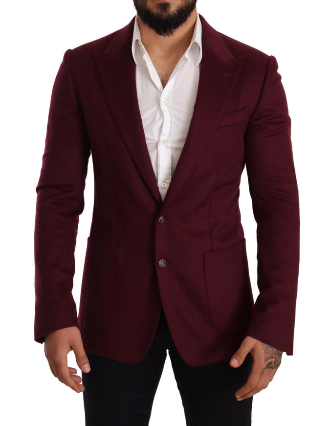 Dolce & Gabbana Maroon Cashmere Slim Fit Coat Jacket Blazer - Ellie Belle