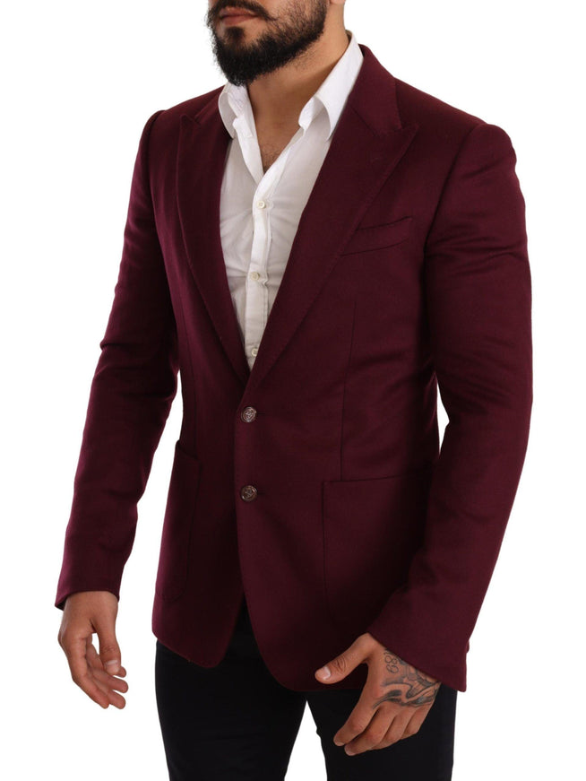 Dolce & Gabbana Maroon Cashmere Slim Fit Coat Jacket Blazer - Ellie Belle