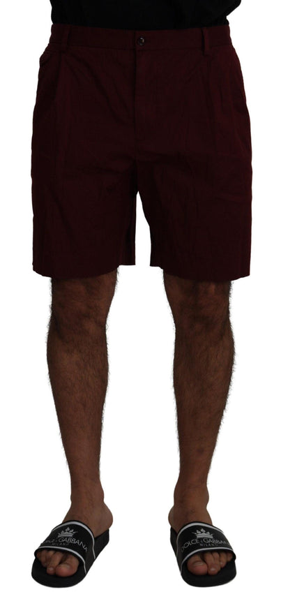 Dolce & Gabbana Maroon Cotton Bermuda Casual Shorts - Ellie Belle