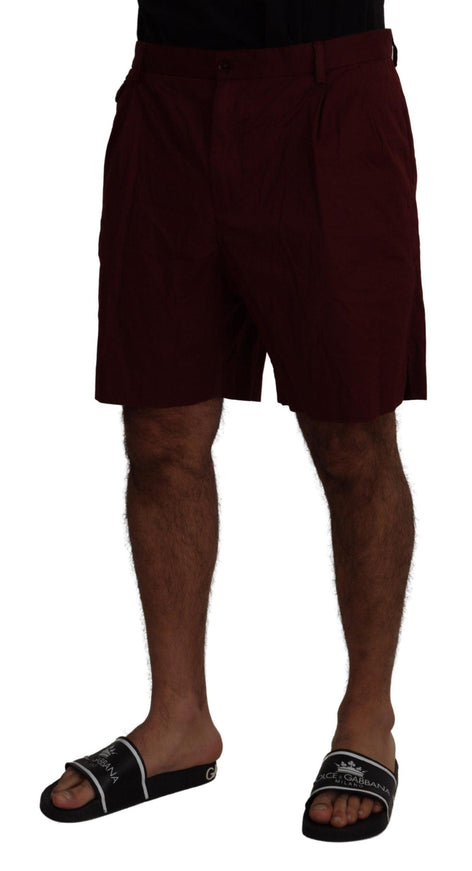 Dolce & Gabbana Maroon Cotton Bermuda Casual Shorts - Ellie Belle