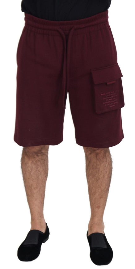 Dolce & Gabbana Maroon Cotton Cargo Mens Casual Shorts - Ellie Belle