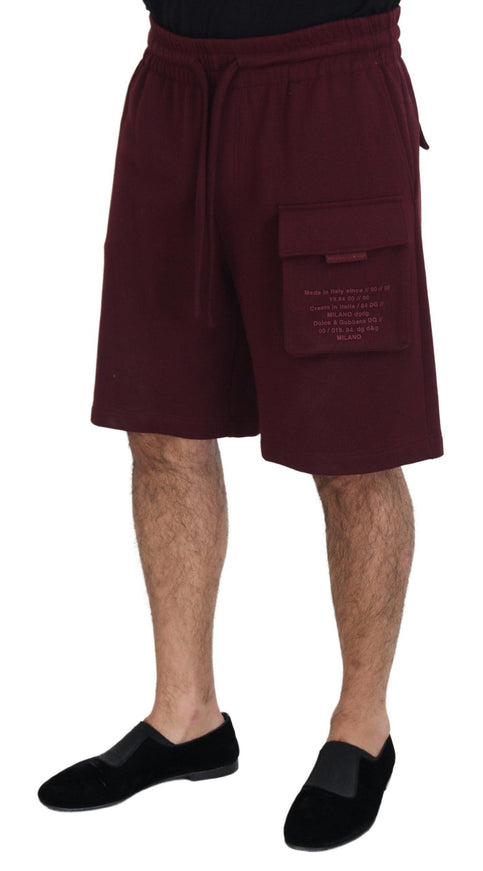 Dolce & Gabbana Maroon Cotton Cargo Mens Casual Shorts - Ellie Belle