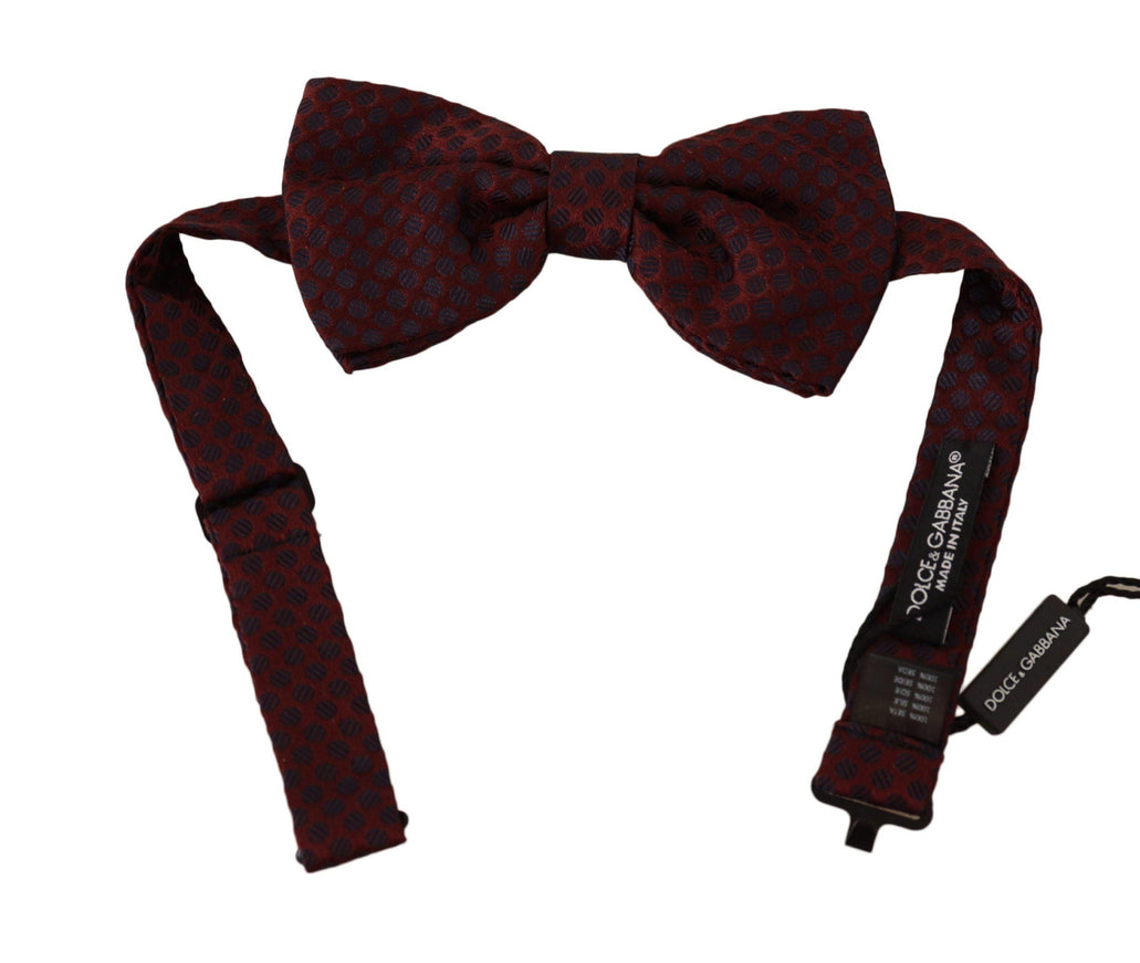 Dolce & Gabbana Maroon Dots Silk Adjustable Neck Papillon Bow Tie - Ellie Belle