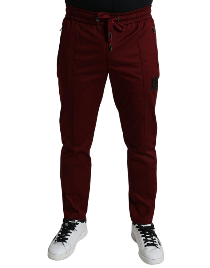 Dolce & Gabbana Maroon Jogging Cotton Stretch Men Jogger Pants - Ellie Belle